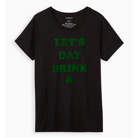 TORRID NWT DAY DRINK SLIM FIT TEE - BLACK - Picture 4 of 6